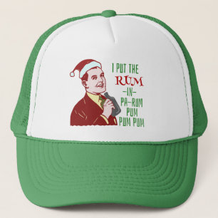 Lustiger WeihnachtsRetro Mann-trinkender Truckerkappe