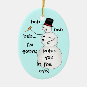 Lustiger WeihnachtsSchneemann Keramik Ornament