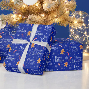Lustiger Weihnachtstext mit süßen Grafiken Geschenkpapier