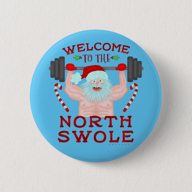 Lustiger Weihnachtsweihnachtsmann Swole Button (Vorderseite)