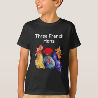Lustiger Weihnachtswitz Drei französische Hühner H T-Shirt