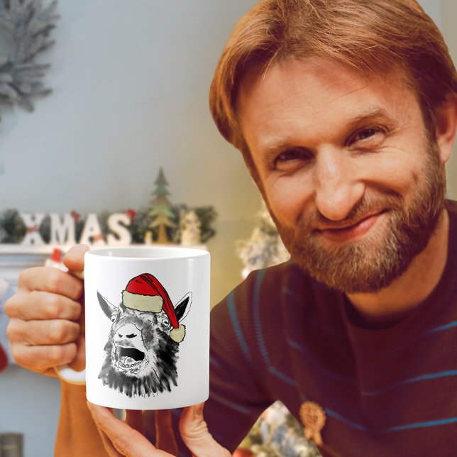 Lustiger Weihnachtsziege Kaffeetasse (Funny Christmas screaming goat coffee mug farm animal art humor)