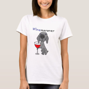 Lustiger Weimaraner Hund, der Rotwein trinkt T-Shirt