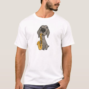 Lustiger Weimaraner Hund, der Saxophon spielt T-Shirt