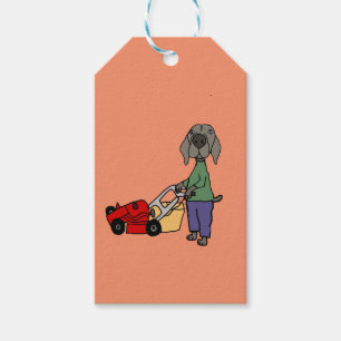 Lustiger Weimaraner Hundemähende Rasen-Kunst Geschenkanhänger