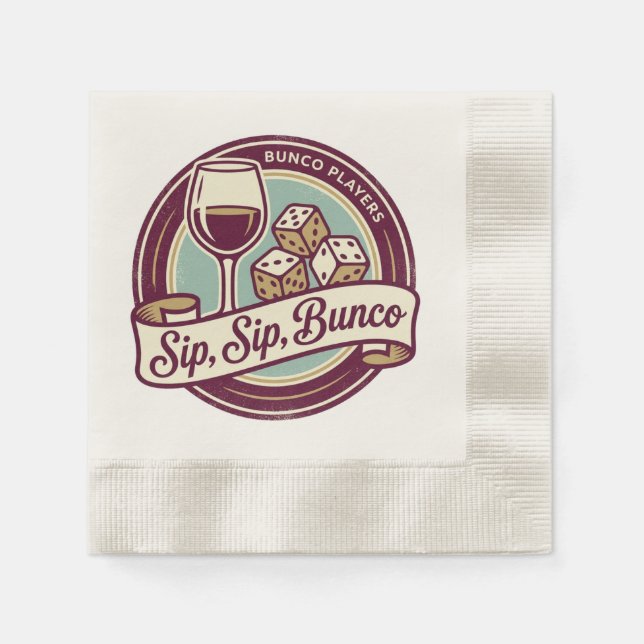 Lustiger Wein trinken Würfel Bunco  Serviette (Vorderseite)