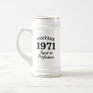 Lustiger weißer Bierkrug als Geschenk zum 50. Gebu Bierglas