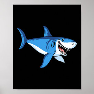 Lustiger Weißer Hai Sommerferien Strand Kinder Poster