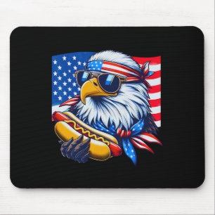 Lustiger Weißkopfseeadler Hotdog Amerikanische Fla Mousepad