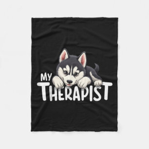Lustiger Welpe Mein Therapeut Siberian Husky Hund Fleecedecke
