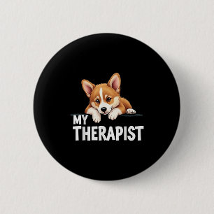 Lustiger Welpe Mein Therapeut Welsh Corgi Hund Button