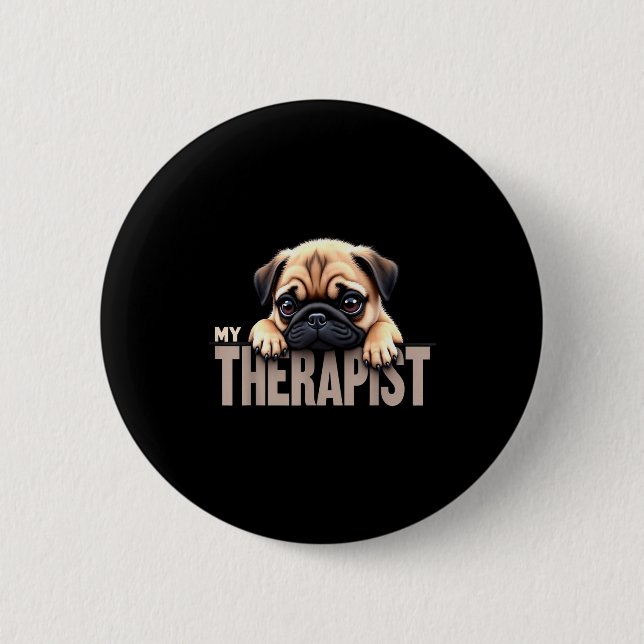 Lustiger Welpe mein Therast Pug Hund  Button (Vorderseite)