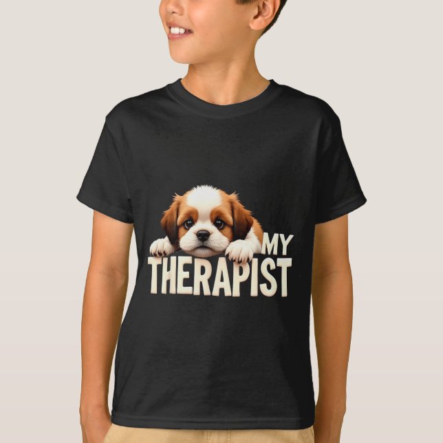 Lustiger Welpe Mein Therast Shih Tzu Hund  T-Shirt (Vorderseite)
