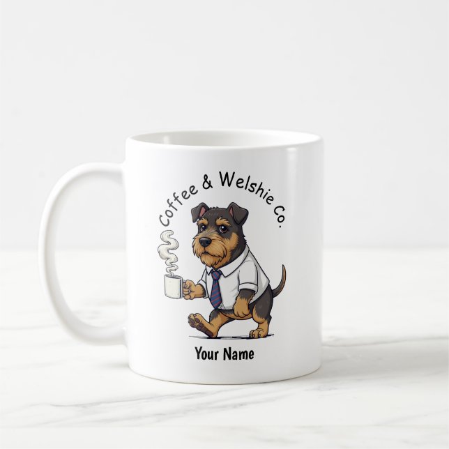 Lustiger Welsh Terrier Hund Geschäftsanzug Kaffee  Kaffeetasse (Links)