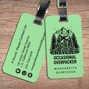 Lustiger Welt Reisender Humor Flugzeug Mintgrün Gepäckanhänger