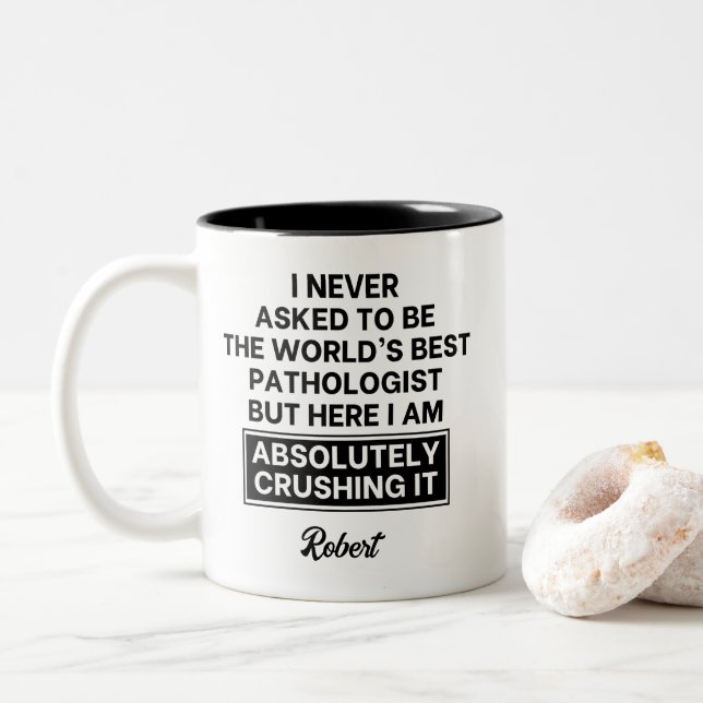 Lustiger Weltbester Pathologe Zweifarbige Tasse (Mit Donut)