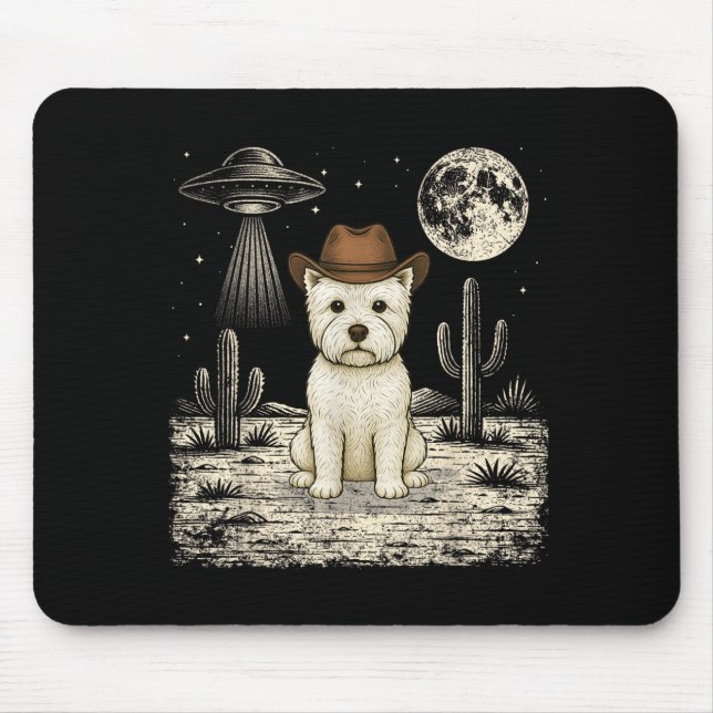 Lustiger West Highland White Terrier Cowboy Wester Mousepad (Vorne)