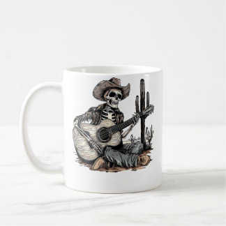 Lustiger Western-Skelett-Cowboy spielt Gitarre Cou Kaffeetasse