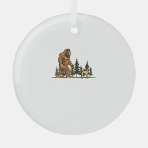 Lustiger Whippet Bigfoot Hund führt Hund Mama Papa Ornament Aus Glas