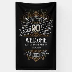 Lustiger Whiskey 90. Geburtstag für Männer Banner