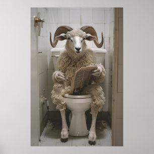 Lustiger Widder-Toiletten-Druck Bighorn-Schaf-Wand Poster