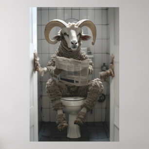 Lustiger Widder-Toiletten-Druck Dickhornschaf-Bade Poster