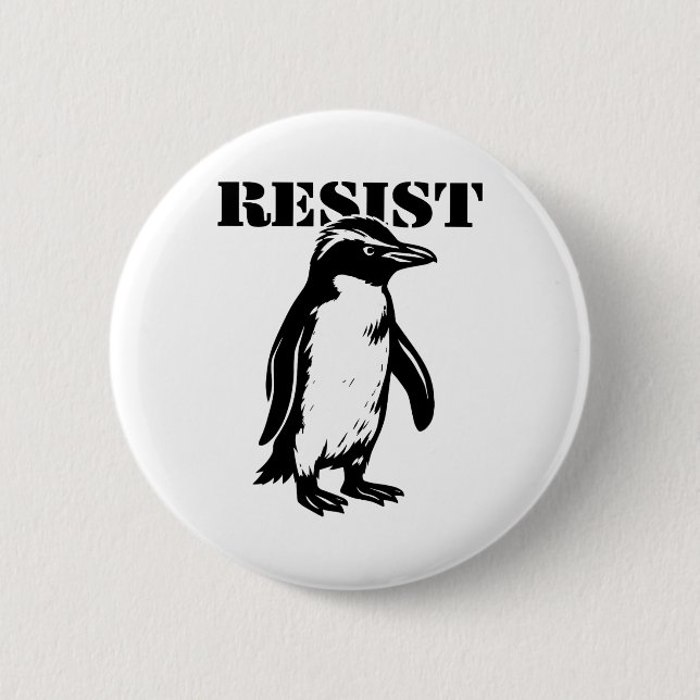 Lustiger Widerstand Pinguin protestiert gegen Zöll Button (Vorderseite)
