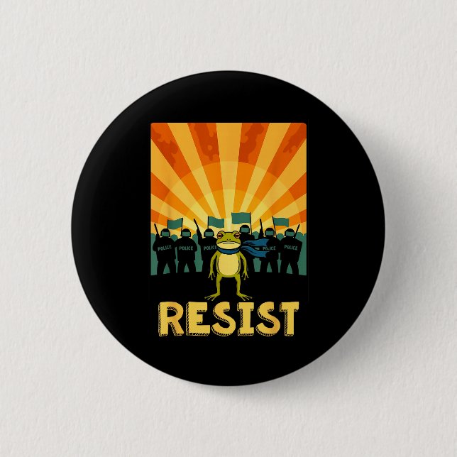 Lustiger Widerstand Portland Frosch Protest  Button (Vorderseite)