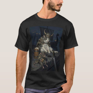 Lustiger Wikinger Katzen Ratten Krieger Skandinavi T-Shirt