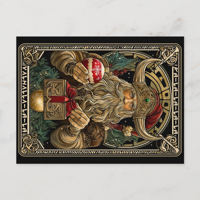 Lustiger Wikinger Weihnachtsmann Valhalla Weihnach Postkarte (Vorderseite)