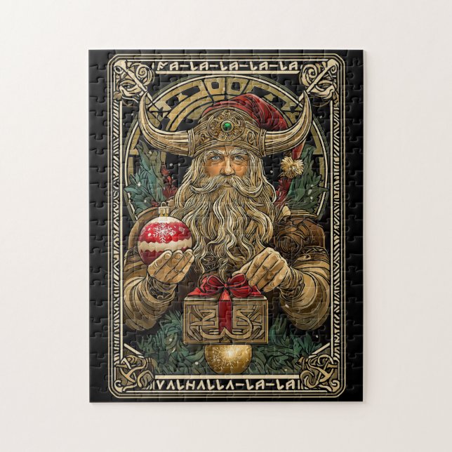 Lustiger Wikinger Weihnachtsmann Valhalla Weihnach Puzzle (Vertikal)