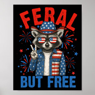 Lustiger Wilder Aber Freier USA-Waschbär 4. Juli M Poster