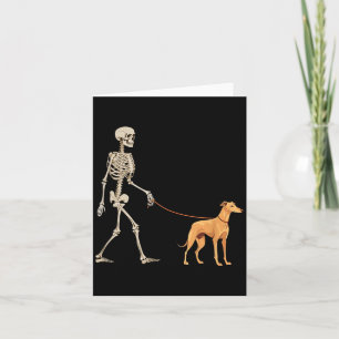 Lustiger Windhund-Skelett-Hund, der am Halloween l Karte