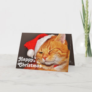 Lustiger Winkerkatze Weihnachtsmann & Frohe Weihna Karte