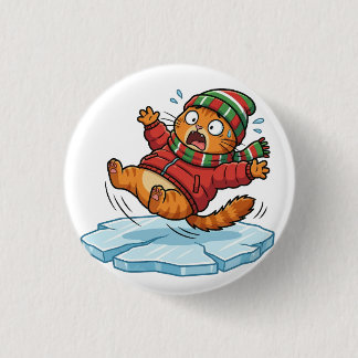 Lustiger Winterkatze-Rutschbutton Button