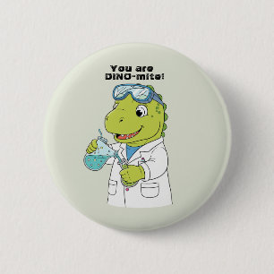 Lustiger Wissenschafts-Dinosaurier-Chemiker "Dino- Button