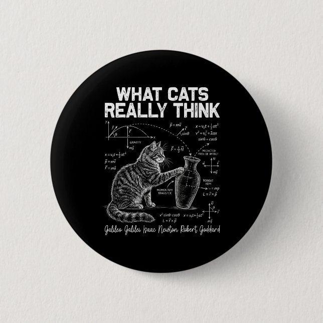 Lustiger Wissenschaftskatze Physiklehrer Was Katze Button (Vorderseite)