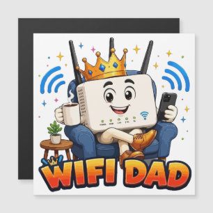 Lustiger WLAN-Vater-Router-Charakter Magnetkarte