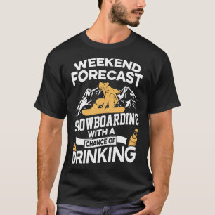 Lustiger Wochenenden-Prognosen-Snowboarding mit T-Shirt