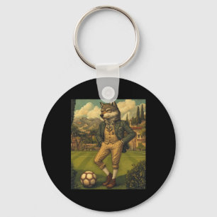 Lustiger Wolf spielt Fußball Grafik Seltsamer Wolf Schlüsselanhänger