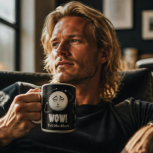 Lustiger "Wow" Mond Gesicht Kaffeebecher Zweifarbige Tasse