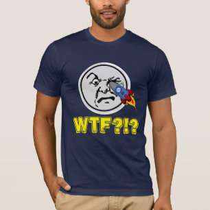 Lustiger "WTF?!?" Alter Mann Mond bekommt Rakete i T-Shirt