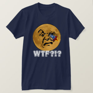 Lustiger "WTF?!?" Alter Mann Mond bekommt Rakete i T-Shirt