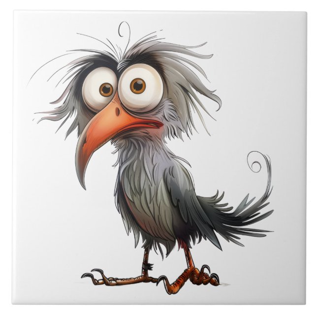 Lustiger wunderlicher Vogel Fliese (Vorderseite)