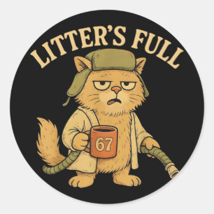 Lustiger Wurf Vollkatze Parodie 67 Sechs Sieben Me Runder Aufkleber
