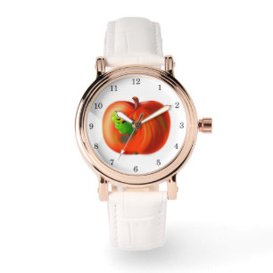 Lustiger Wurm in roter Apple Watch Armbanduhr