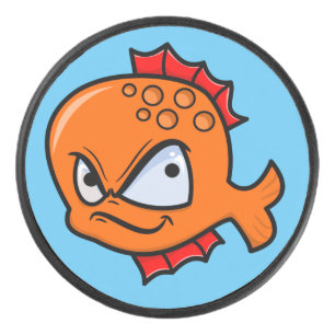 Lustiger wütender Goldfisch Eishockey Puck
