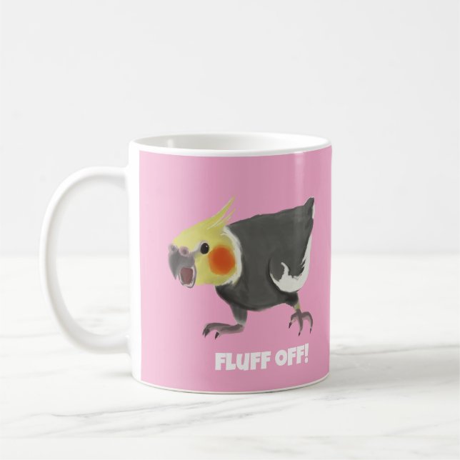 Lustiger wütender normaler grauer Nymphensittich F Kaffeetasse (Links)