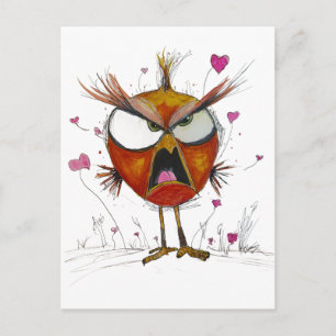 Lustiger wütender Vogel Postkarte