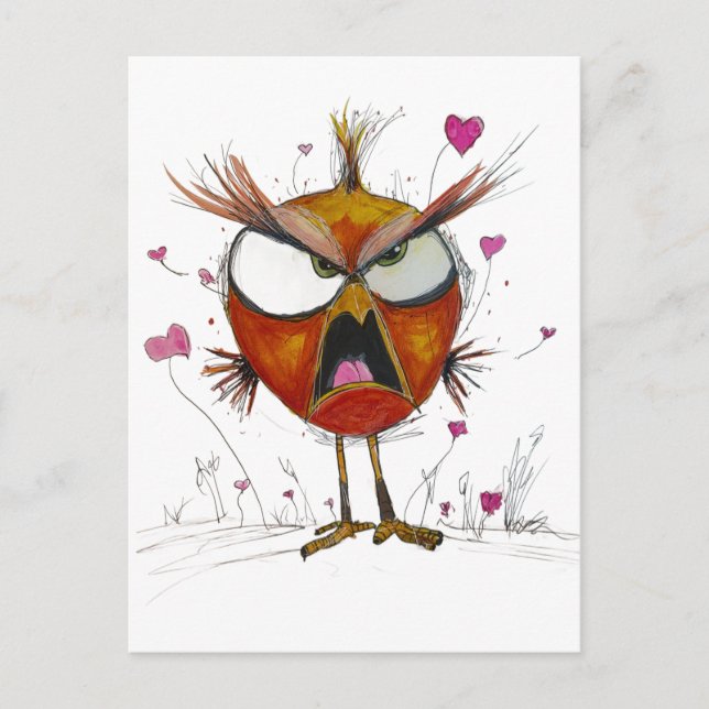 Lustiger wütender Vogel Postkarte (Vorderseite)